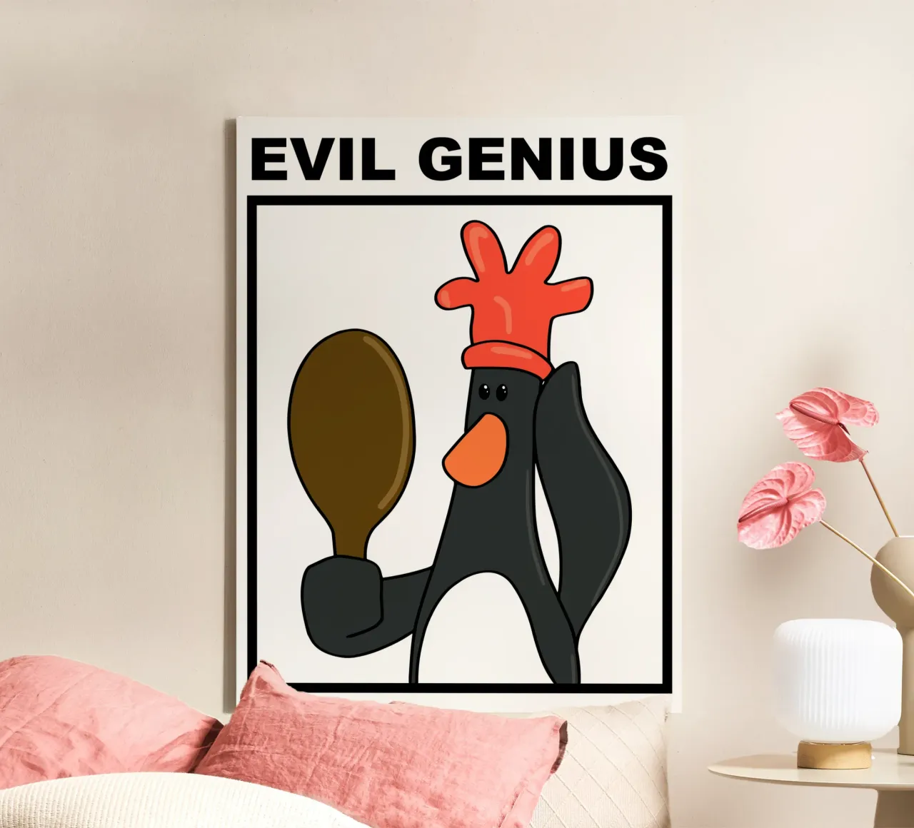 Feathers McGraw Evil Genius canvas by vantobbin