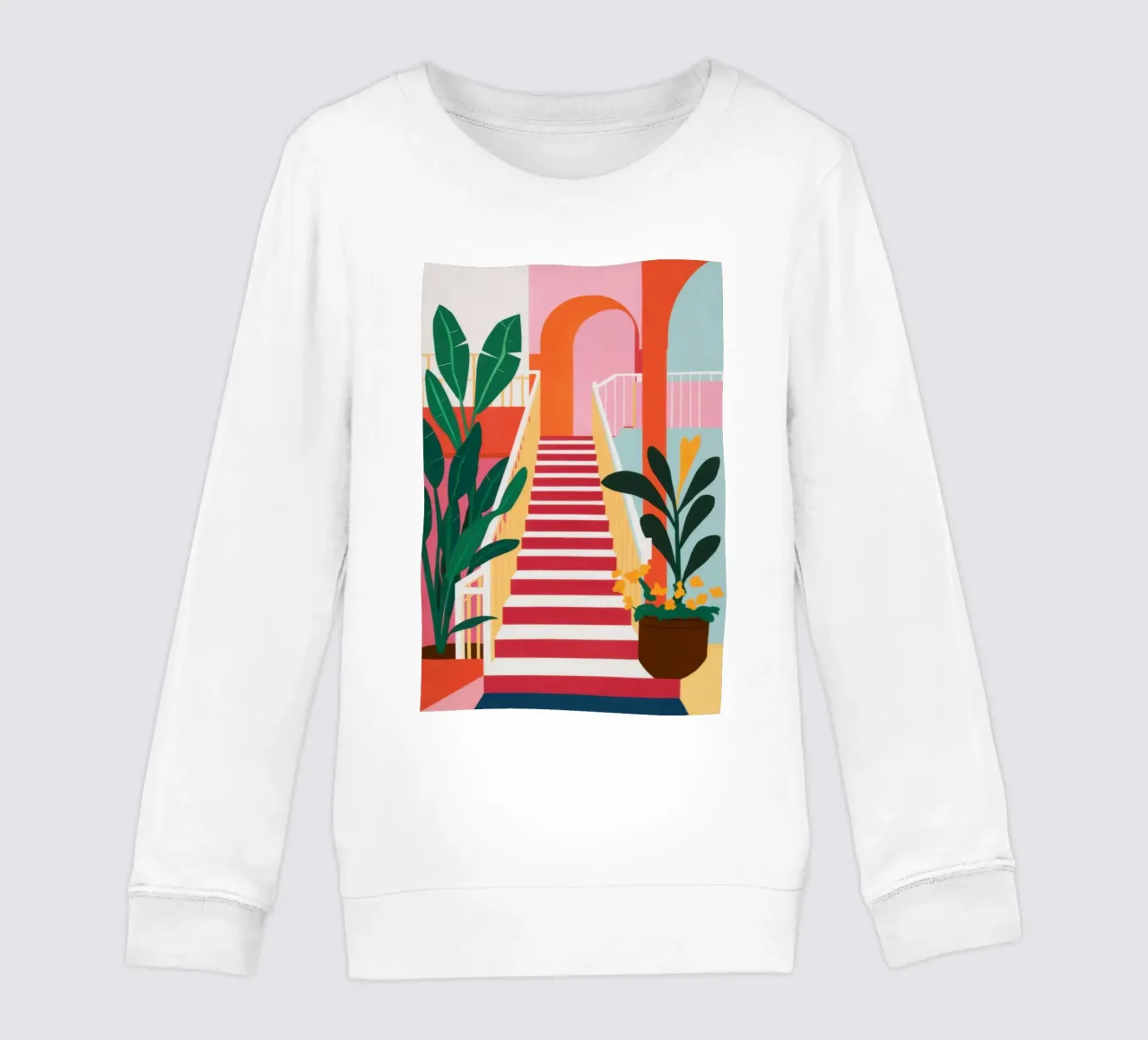 Pink Steps Garden Path kids sweatshirt by Pale Aura