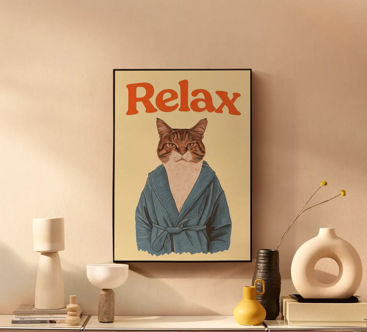 Funny Cat Relax Bathroom alu-dibond by oneroad