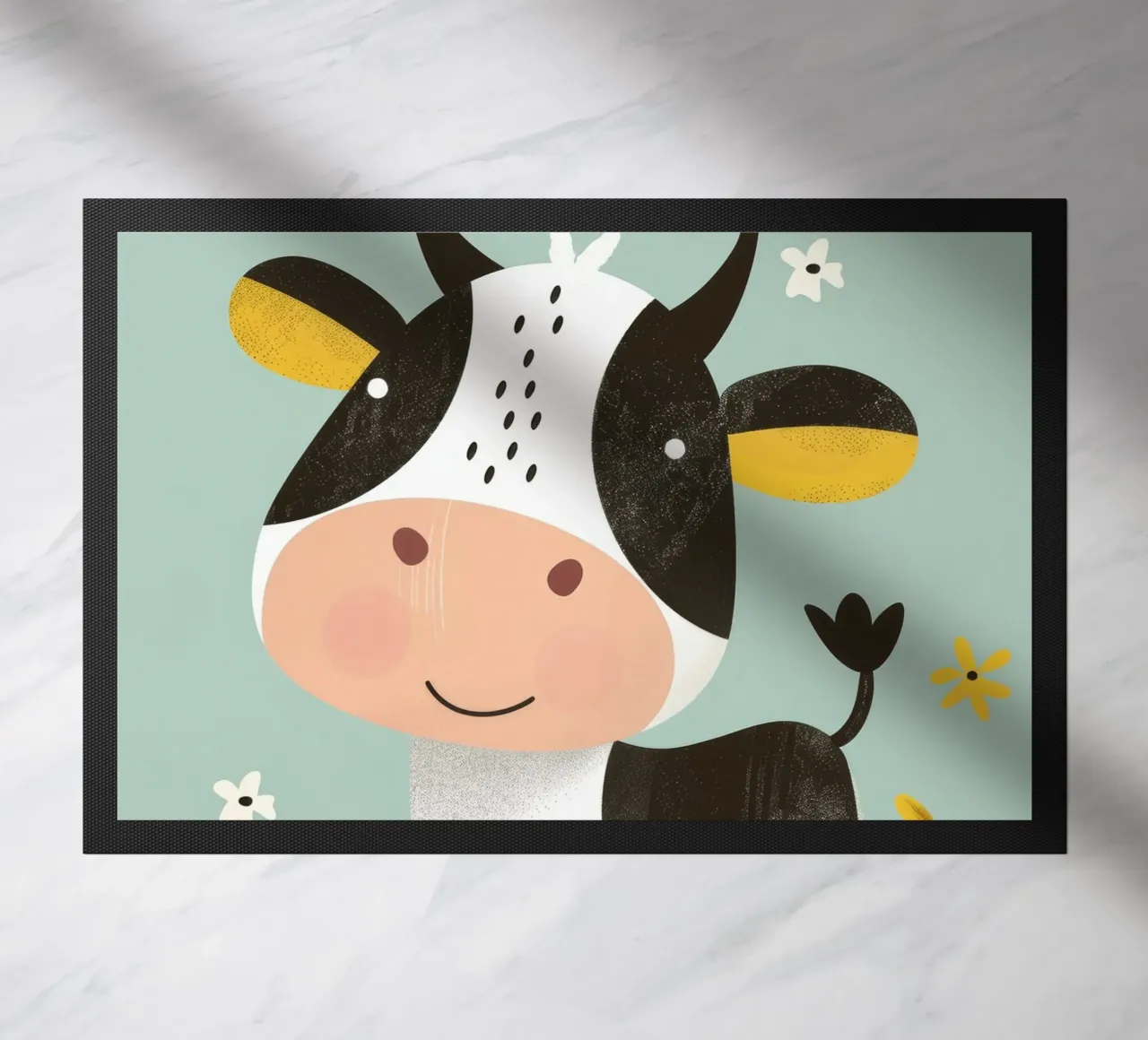Mucca allegra con fiori zerbino da DesignDoodle