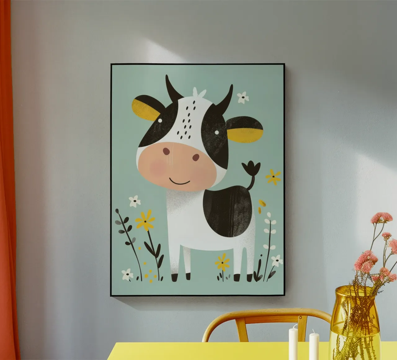 Mucca allegra con fiori plexiglass da DesignDoodle