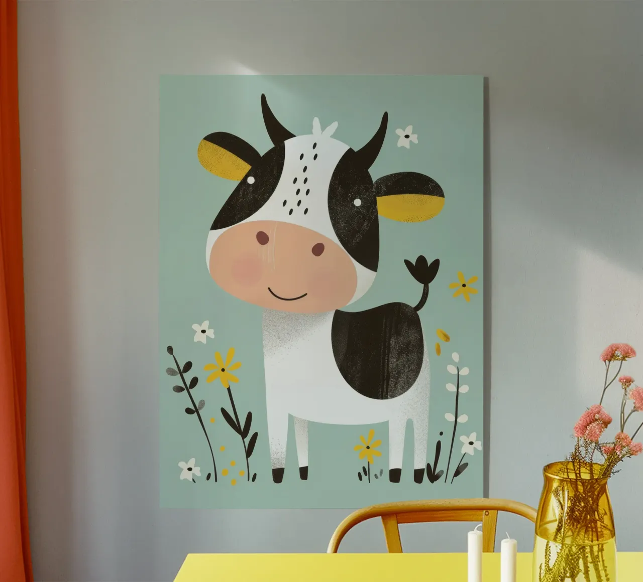 Mucca allegra con fiori plexiglass da DesignDoodle