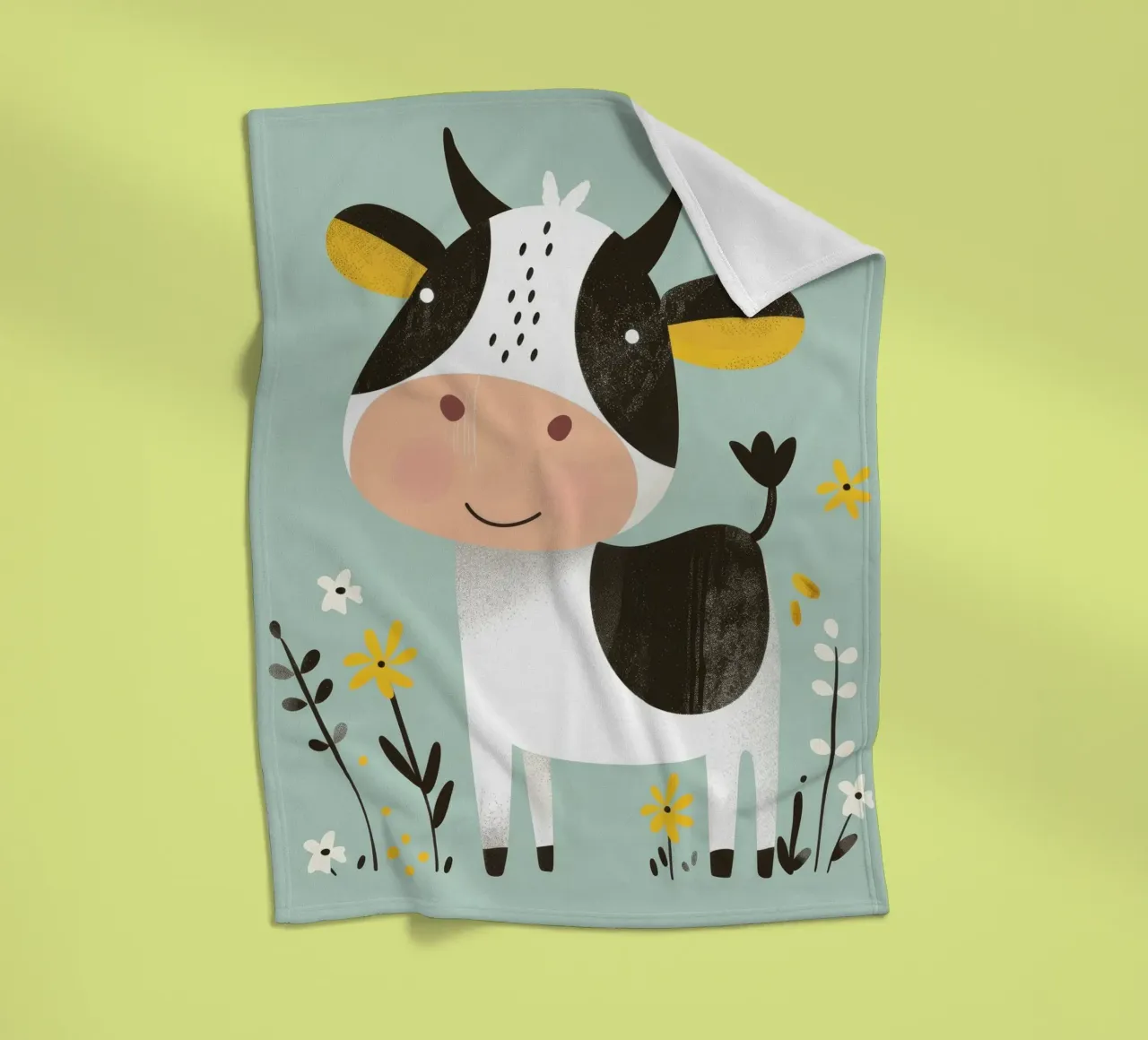 Mucca allegra con fiori coperta in pile da DesignDoodle