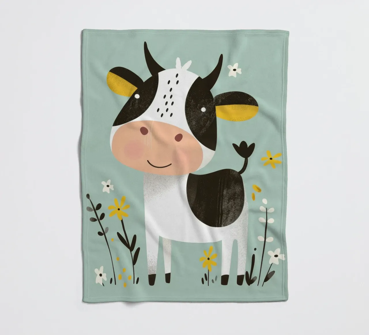 Mucca allegra con fiori coperta in pile da DesignDoodle