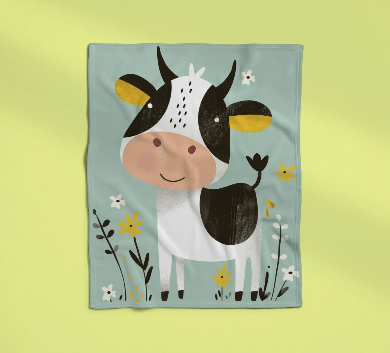 Mucca allegra con fiori coperta in pile da DesignDoodle