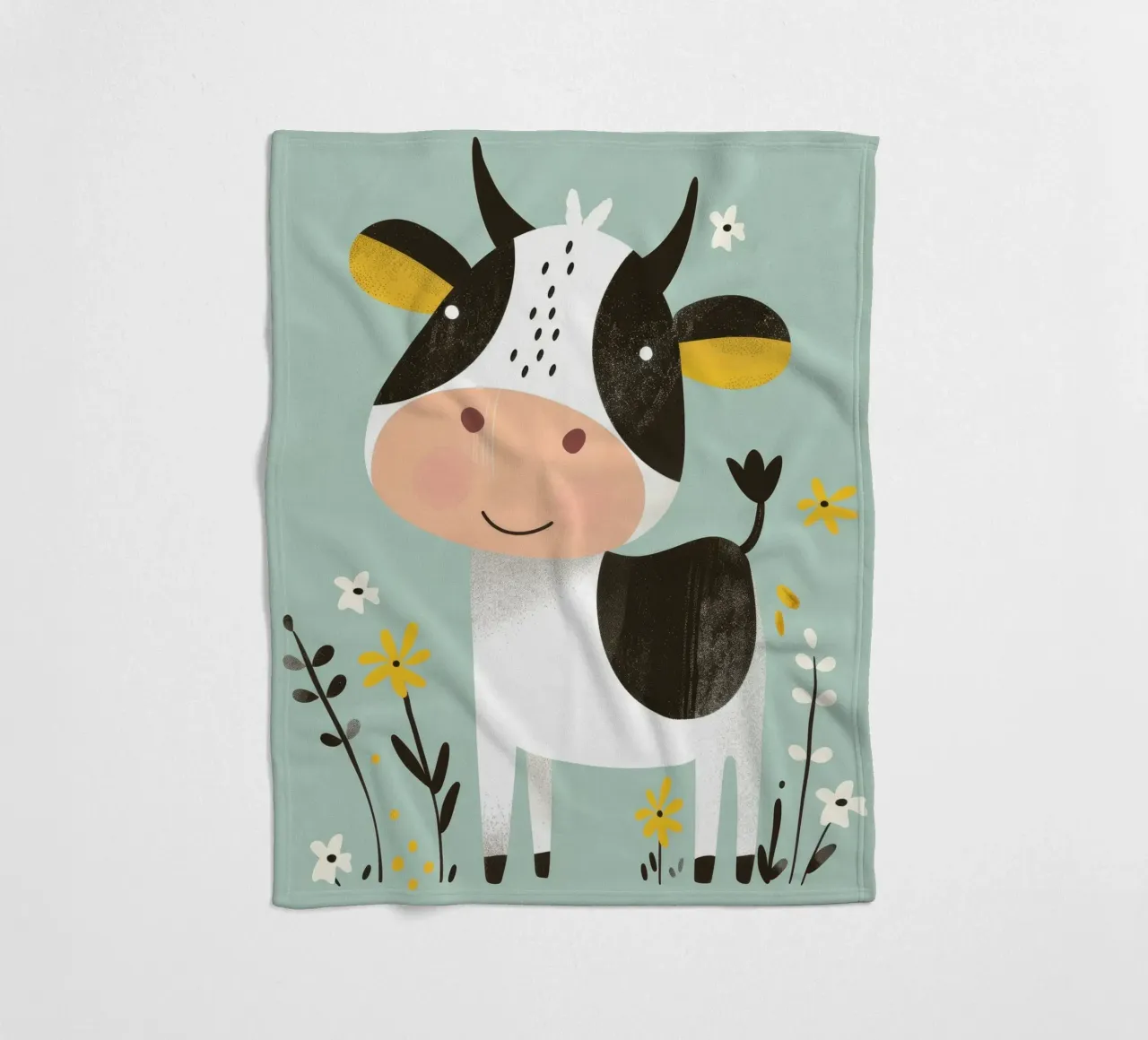 Mucca allegra con fiori coperta in pile da DesignDoodle
