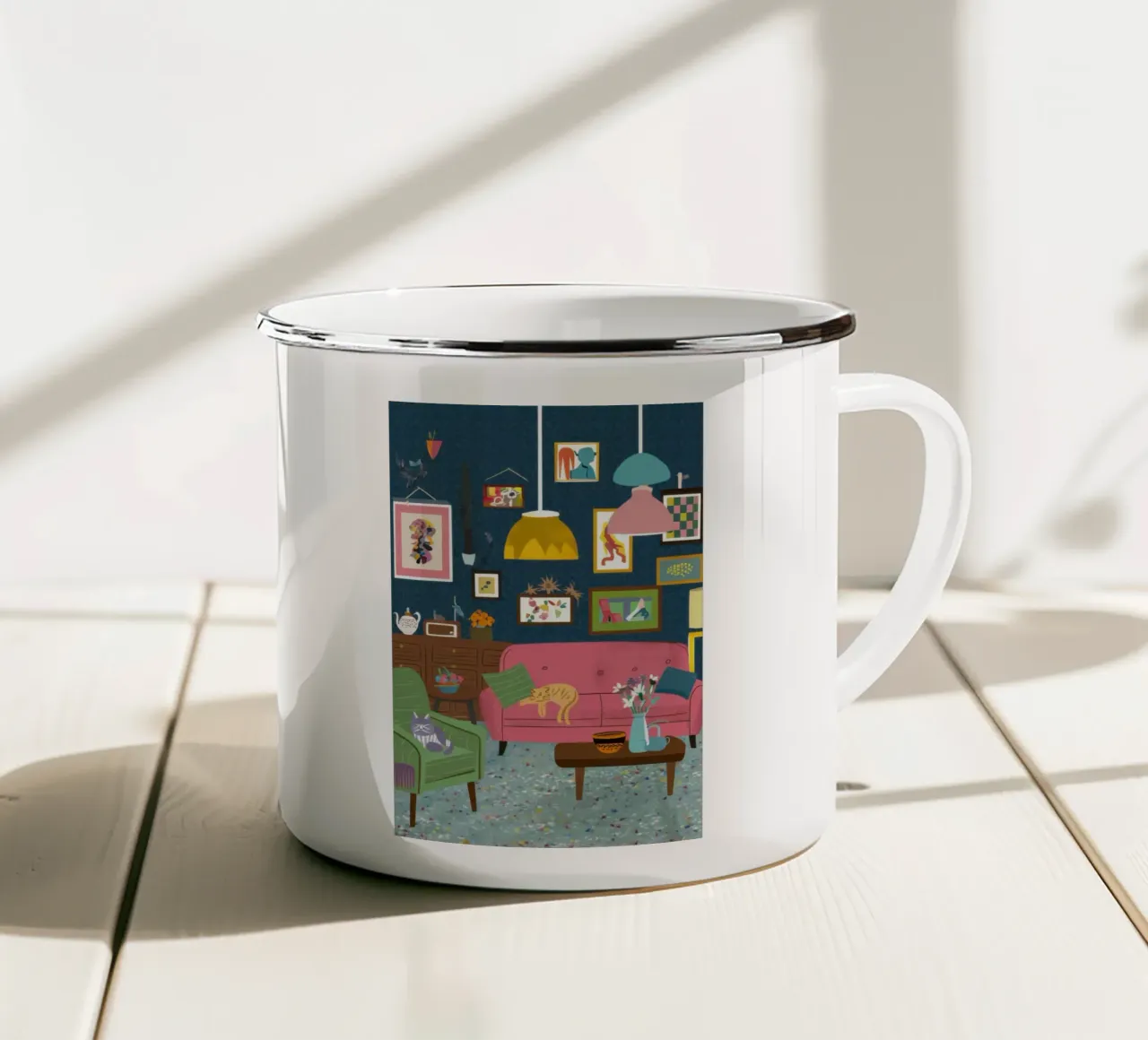 Galleria felina accogliente tazza in smalto da Marigold Tiga