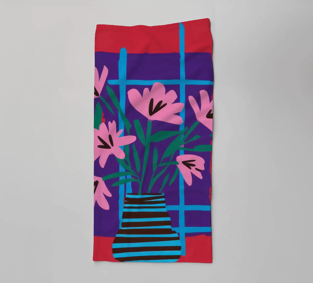Rosa Schritte Blaues Fenster Handtuch von Sentinel Glow
