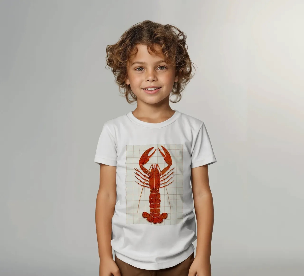 Lobster On Checkered Tablecloth t-shirt bambini da Be Mart