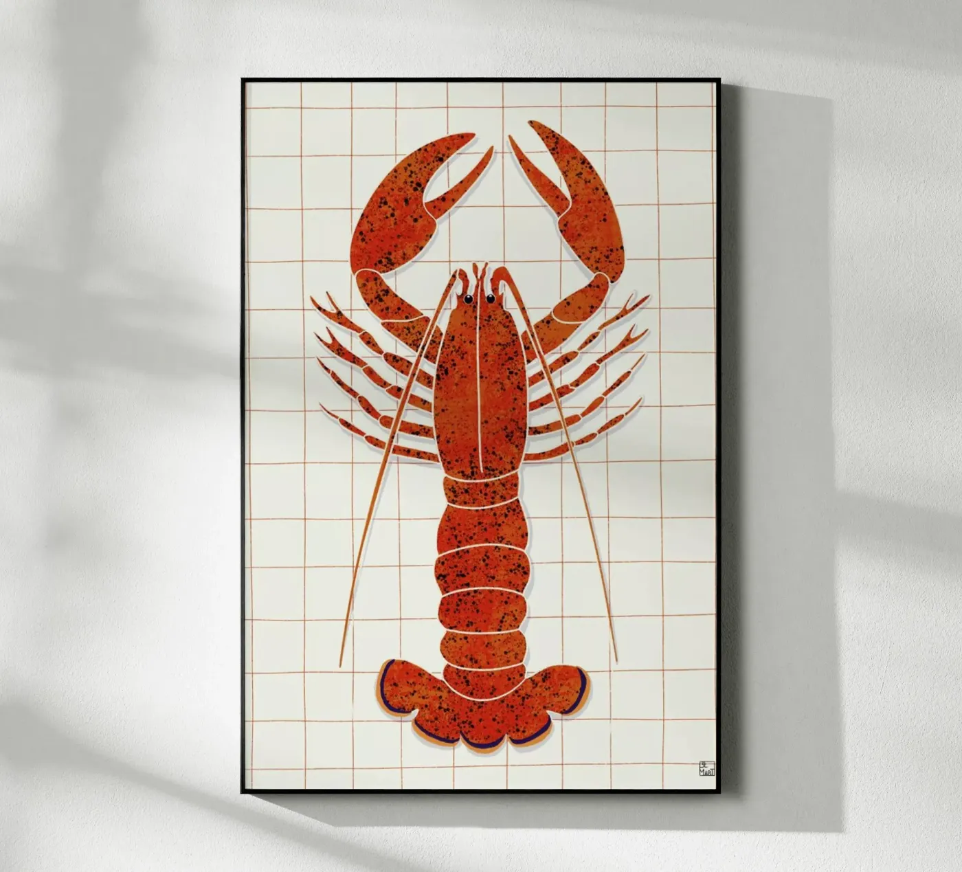 Lobster On Checkered Tablecloth plexiglass da Be Mart