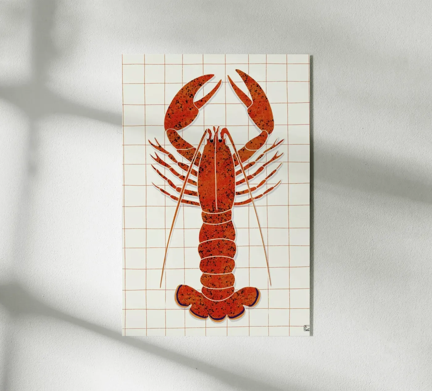 Lobster On Checkered Tablecloth plexiglass da Be Mart