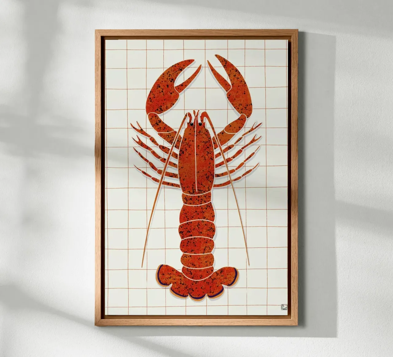 Lobster On Checkered Tablecloth alluminio dibond da Be Mart