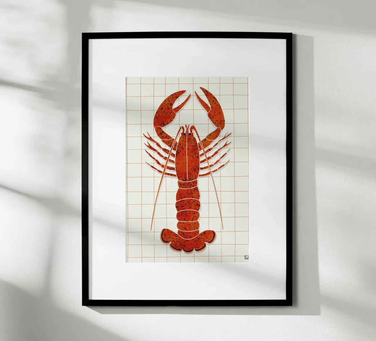 Lobster On Checkered Tablecloth carta hahnemühle da Be Mart
