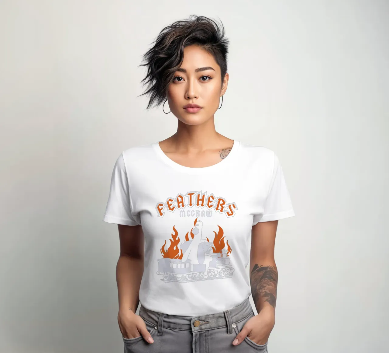 Feathers McGraw Rock Black women's fitted t-shirt by vantobbin