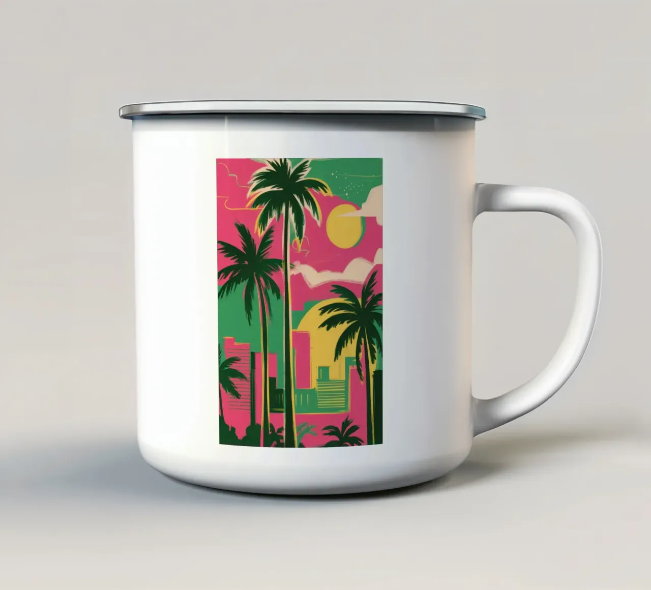 Palme al tramonto tazza in smalto da Sentinel Glow