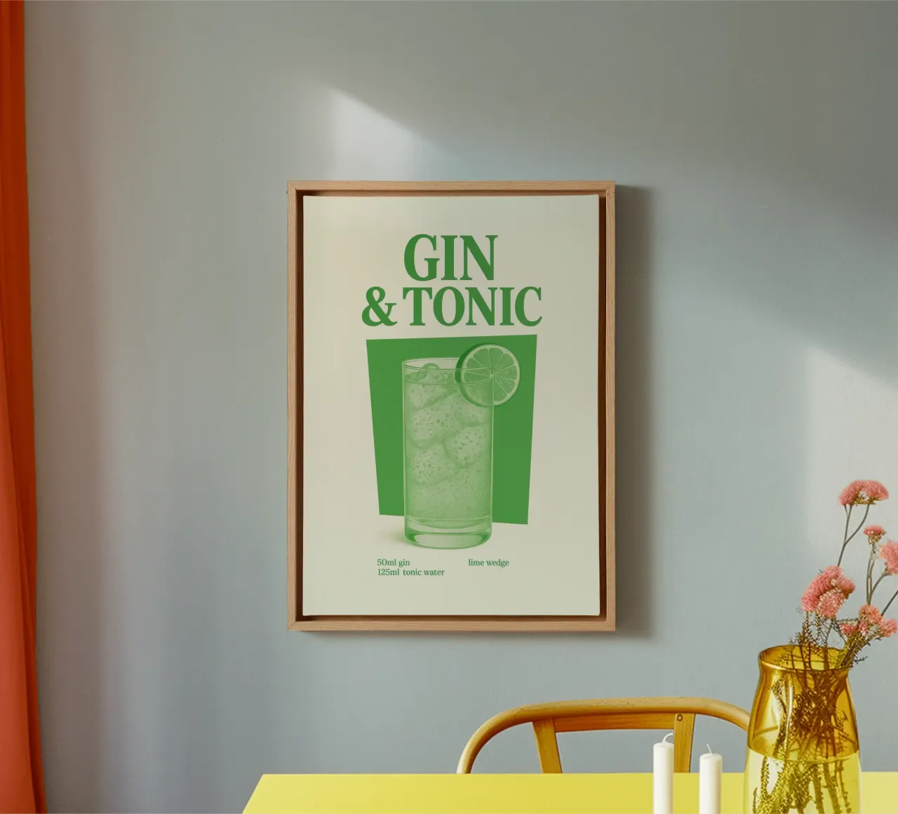 Gin & Tonic Recipe canvas met Baklijst van Attaboy Dsgn