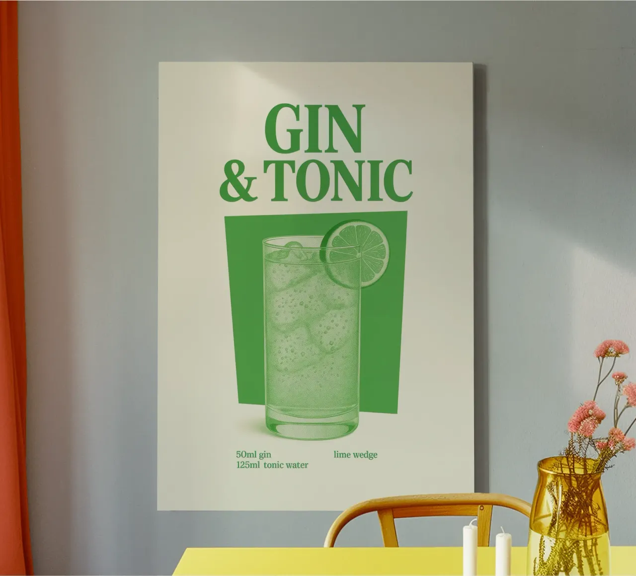 Gin & Tonic Recipe canvas met Baklijst van Attaboy Dsgn