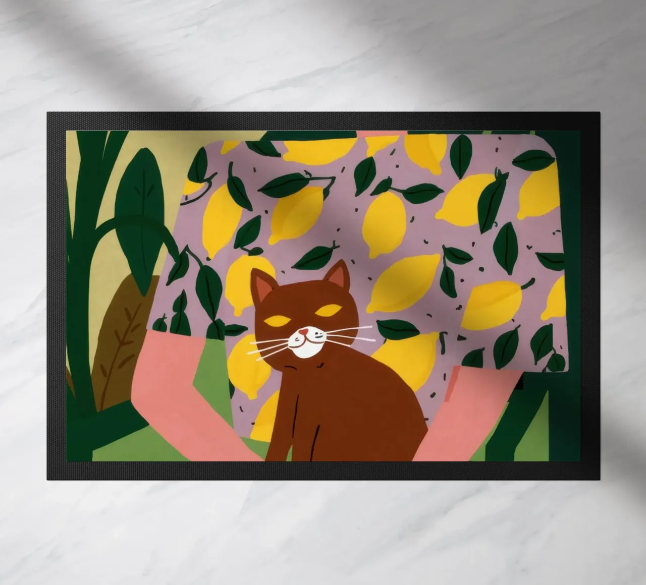 Donna con gatto in braccio zerbino da Marigold Tiga
