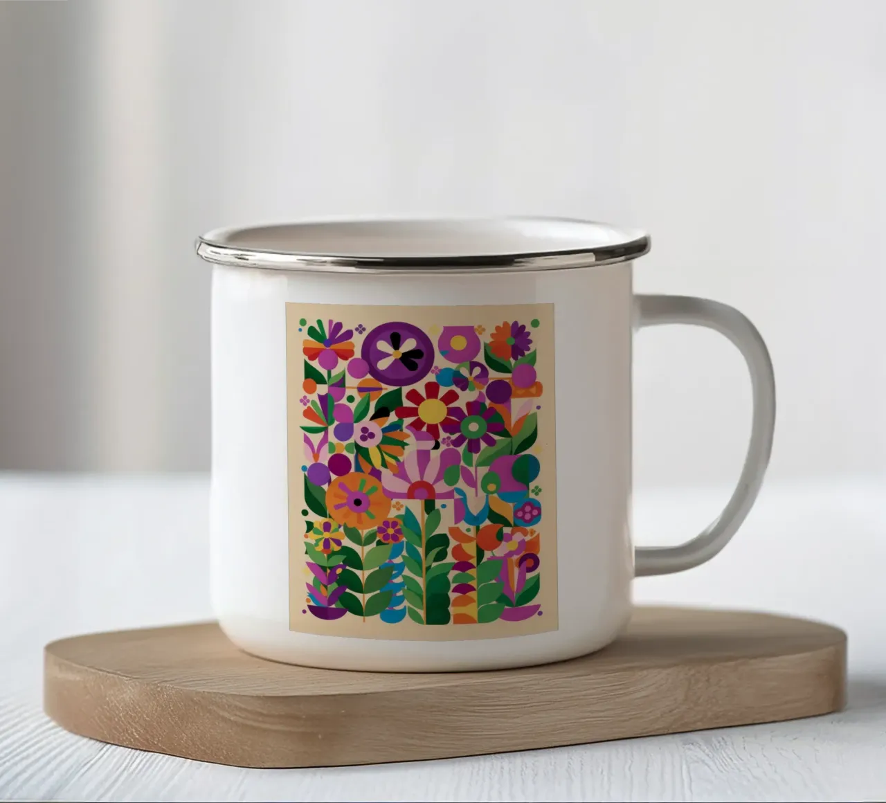 Bloementuin abstract emaille mok van Sentinel Glow