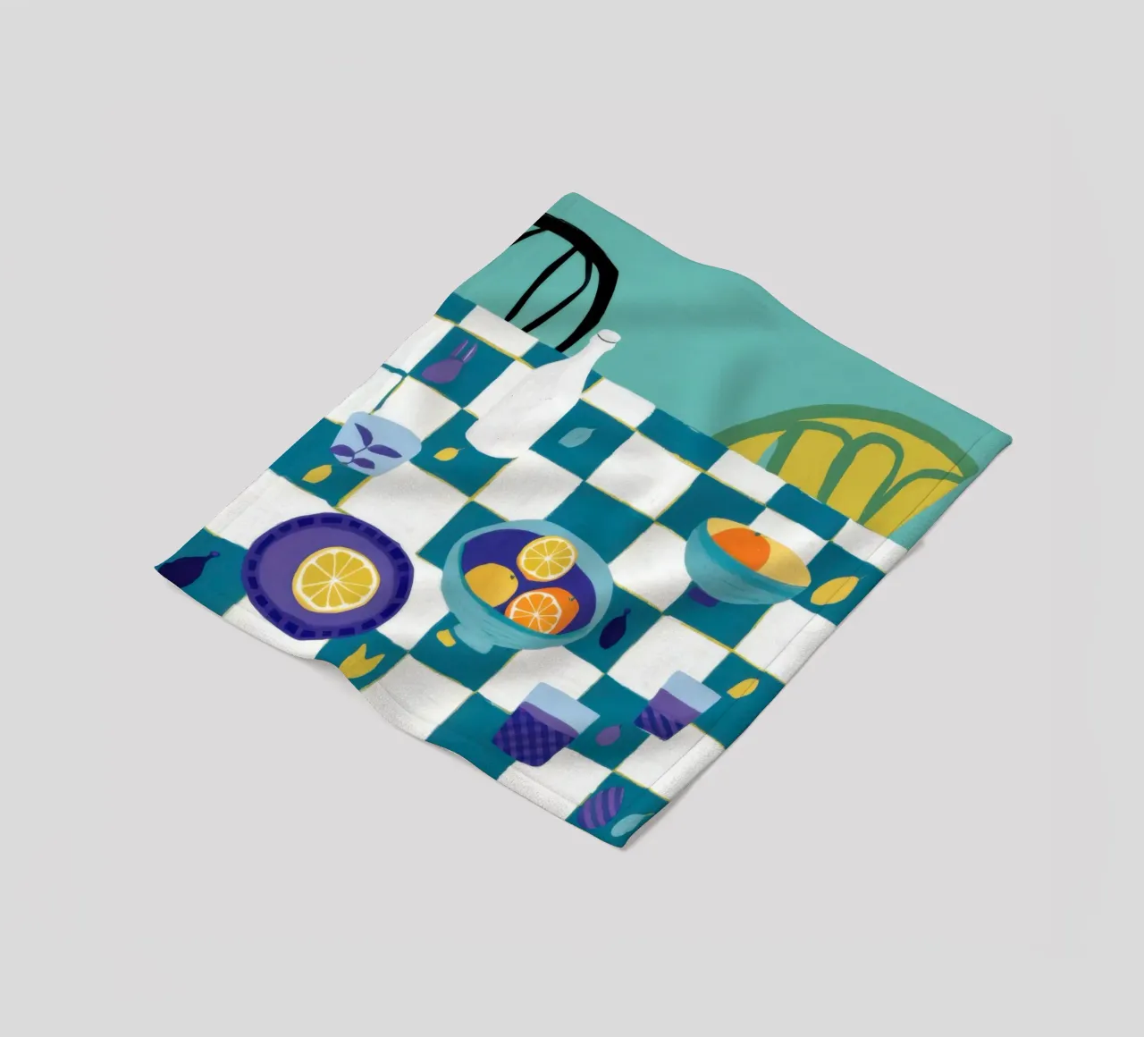 Checkered Table Stillness fleece blanket by Pale Aura