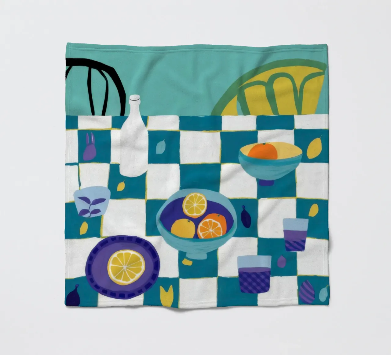 Checkered Table Stillness fleece blanket by Pale Aura