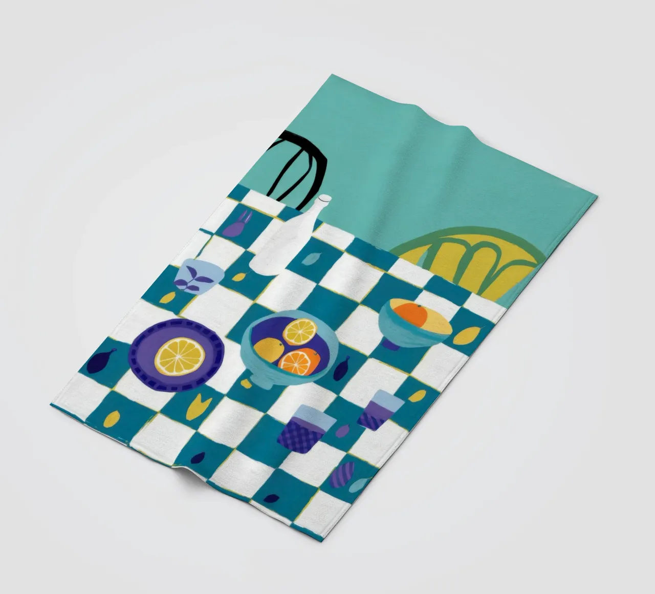 Checkered Table Stillness fleece blanket by Pale Aura