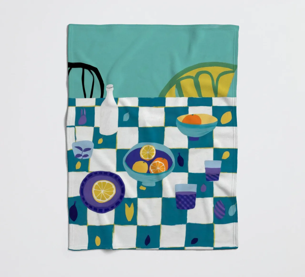 Checkered Table Stillness fleece blanket by Pale Aura