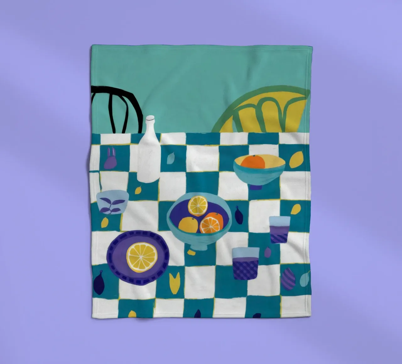 Checkered Table Stillness fleece blanket by Pale Aura