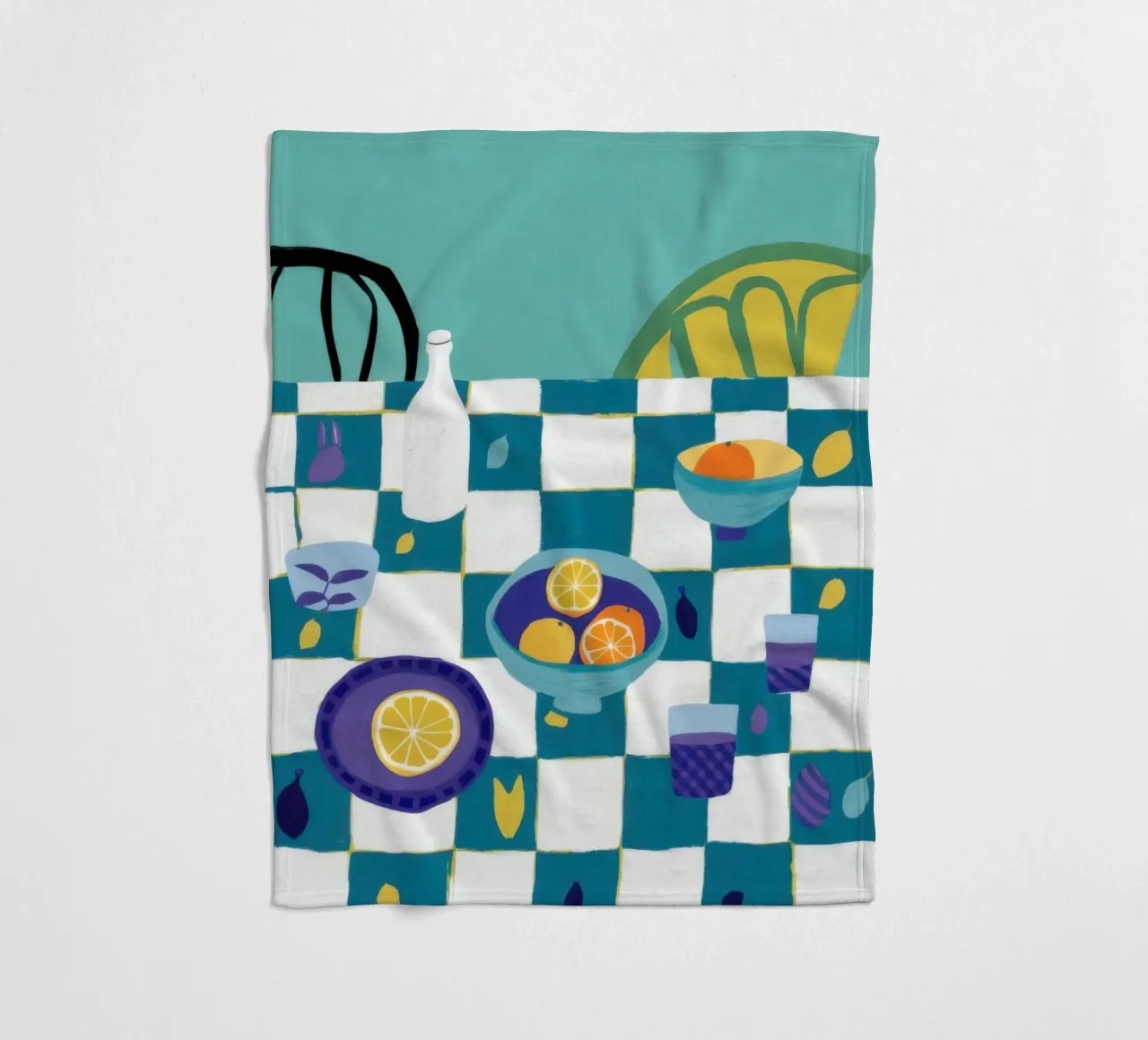 Checkered Table Stillness fleece blanket by Pale Aura
