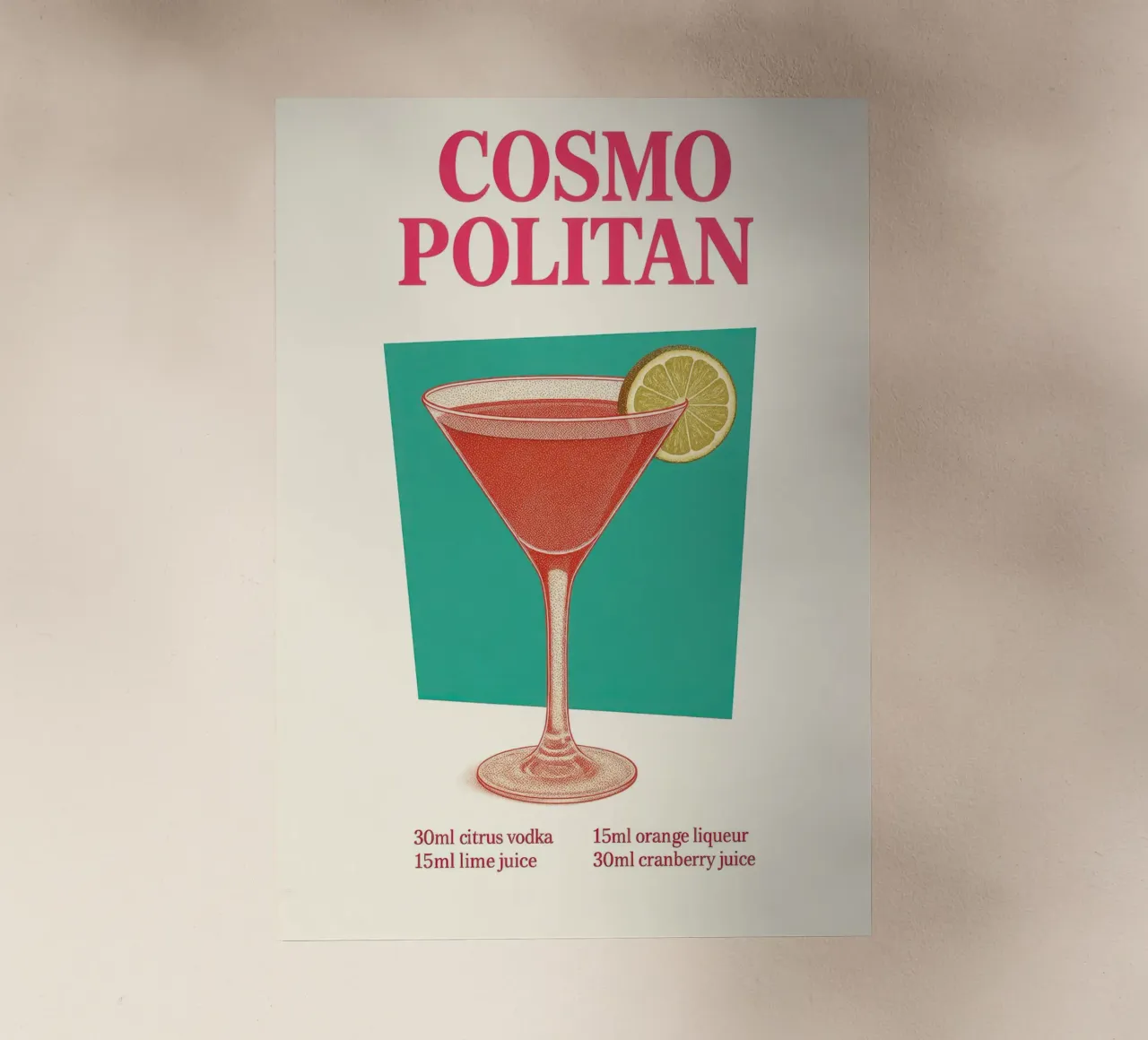 Cosmopolitan Cocktail pellicola backlit da Attaboy Dsgn