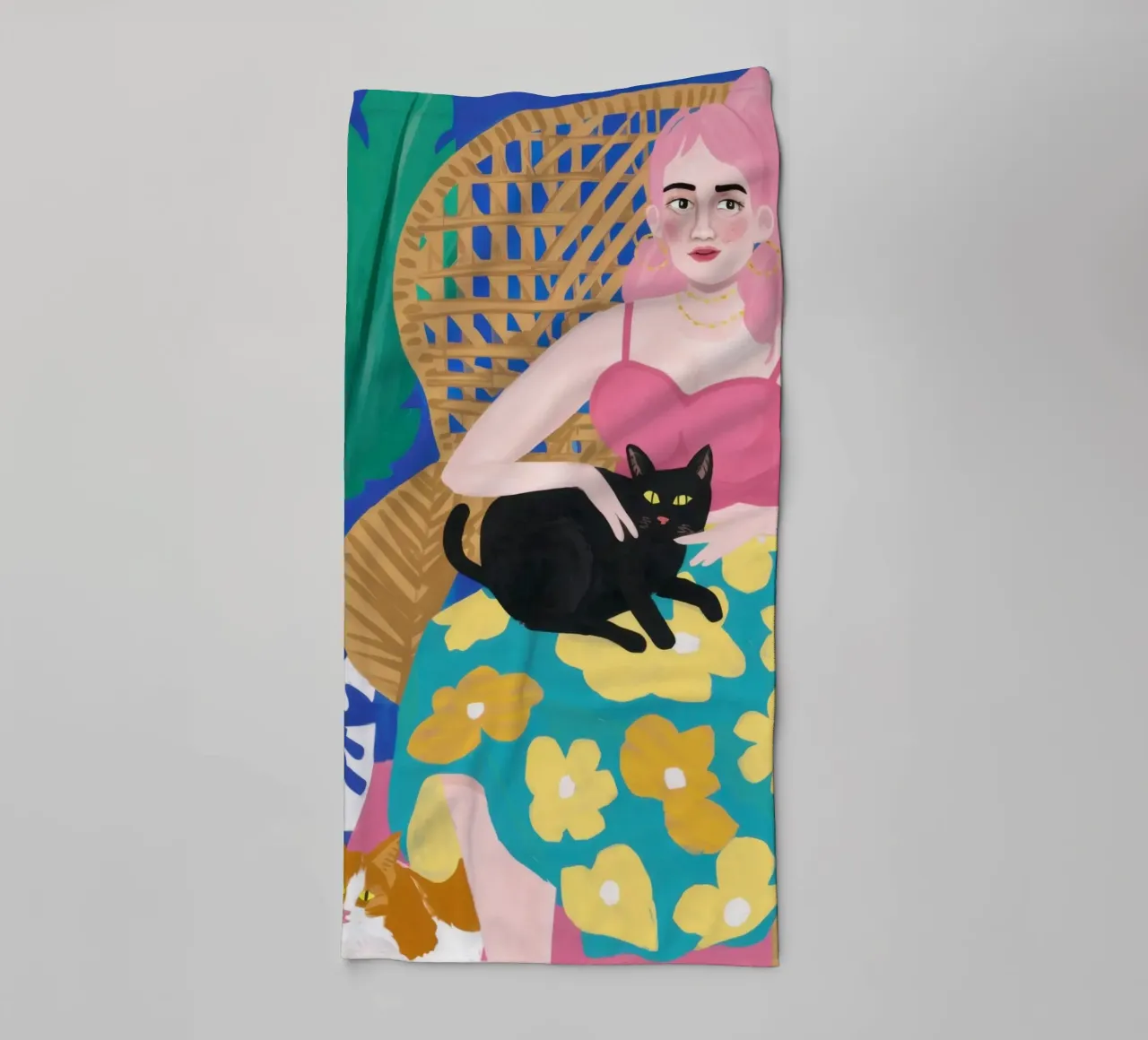 Sedia floreale Cat Nap asciugamano da bagno da Pale Aura