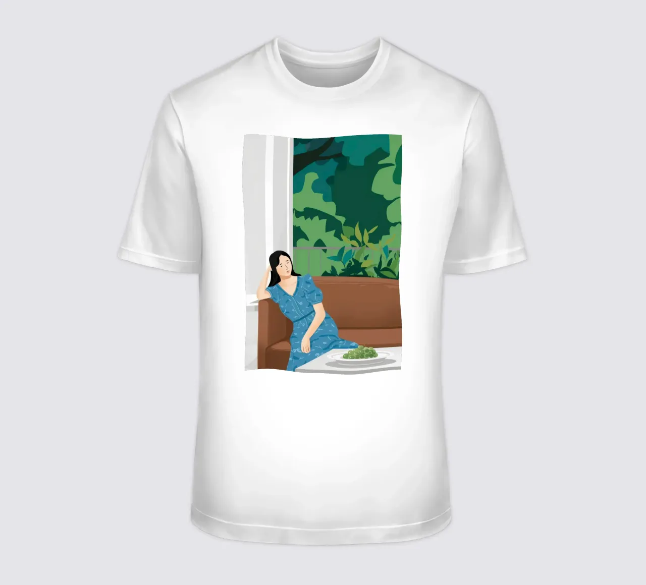 Donna in sedia blu t-shirt da Sentinel Glow