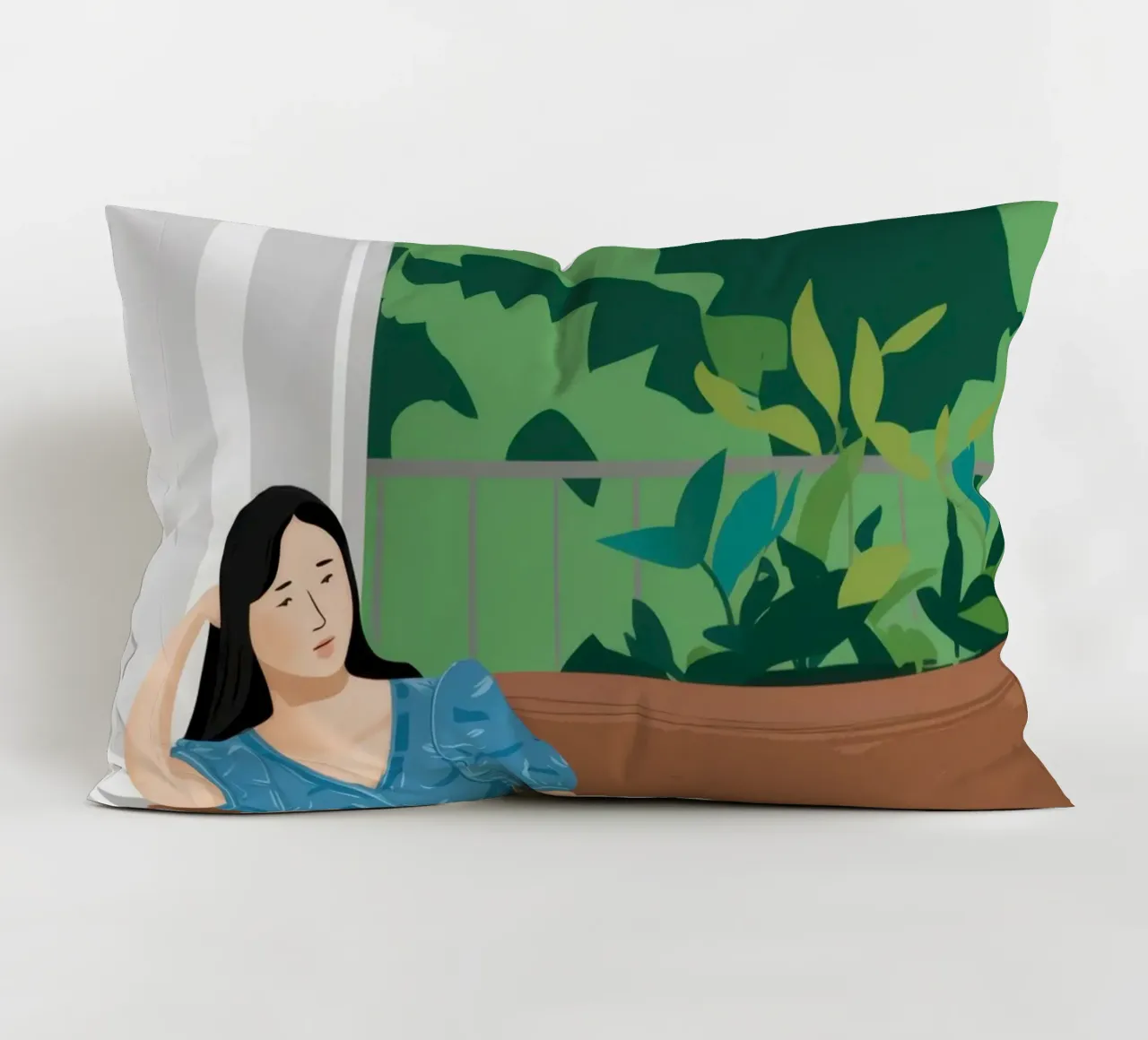 Donna in sedia blu cuscino da Sentinel Glow