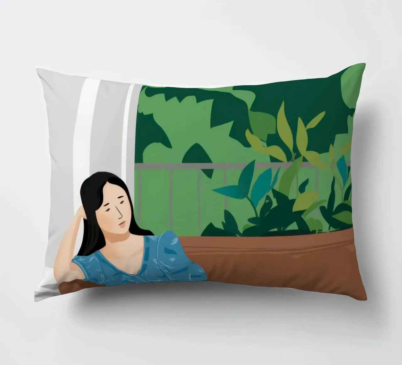 Donna in sedia blu cuscino da Sentinel Glow
