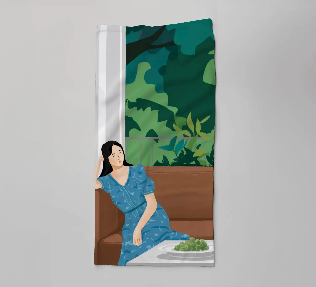 Donna in sedia blu asciugamano da bagno da Sentinel Glow