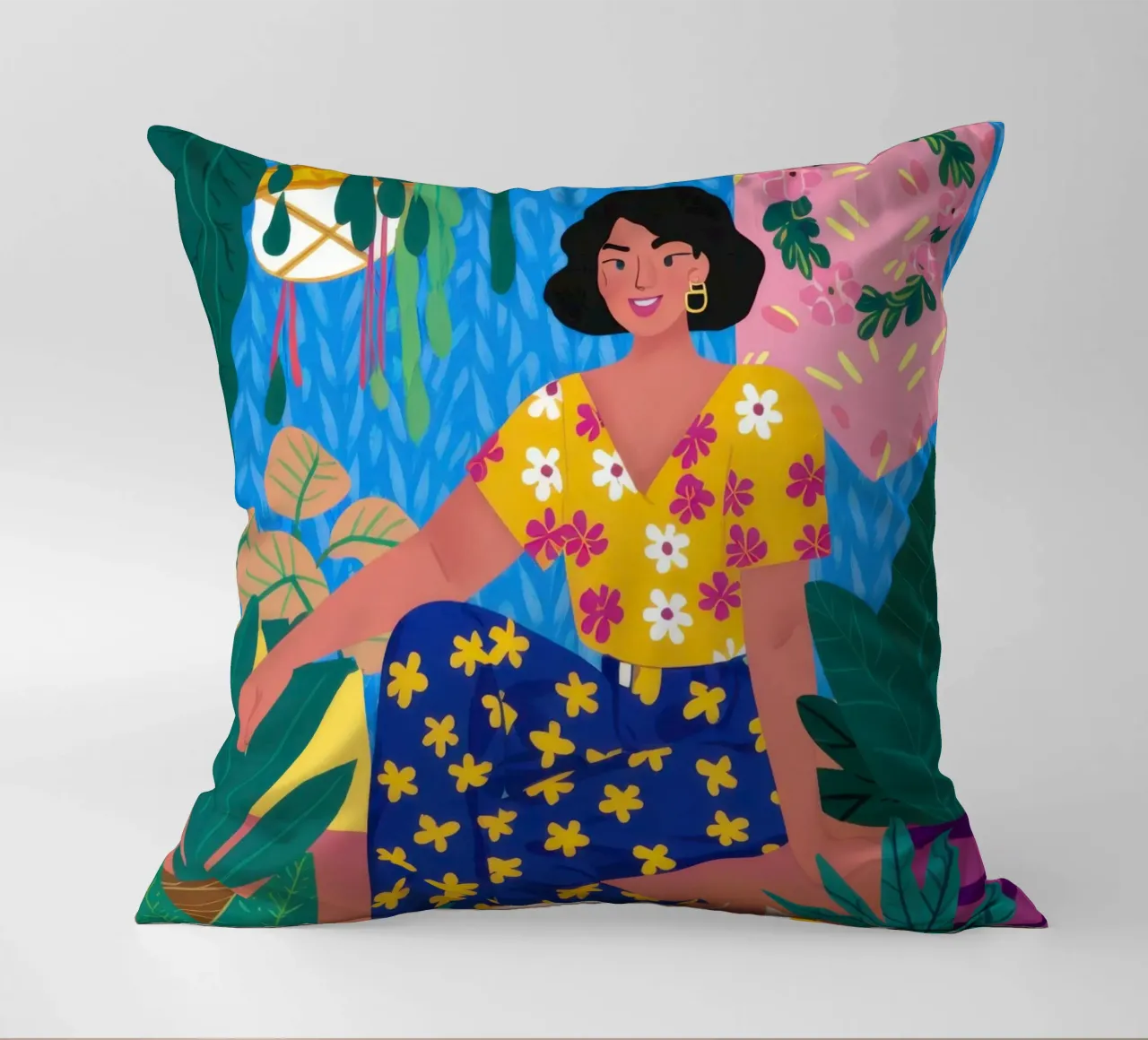 Floral Sweater Woman decorative cushion by Pale Aura