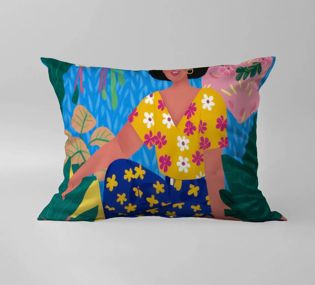 Floral Sweater Woman decorative cushion by Pale Aura