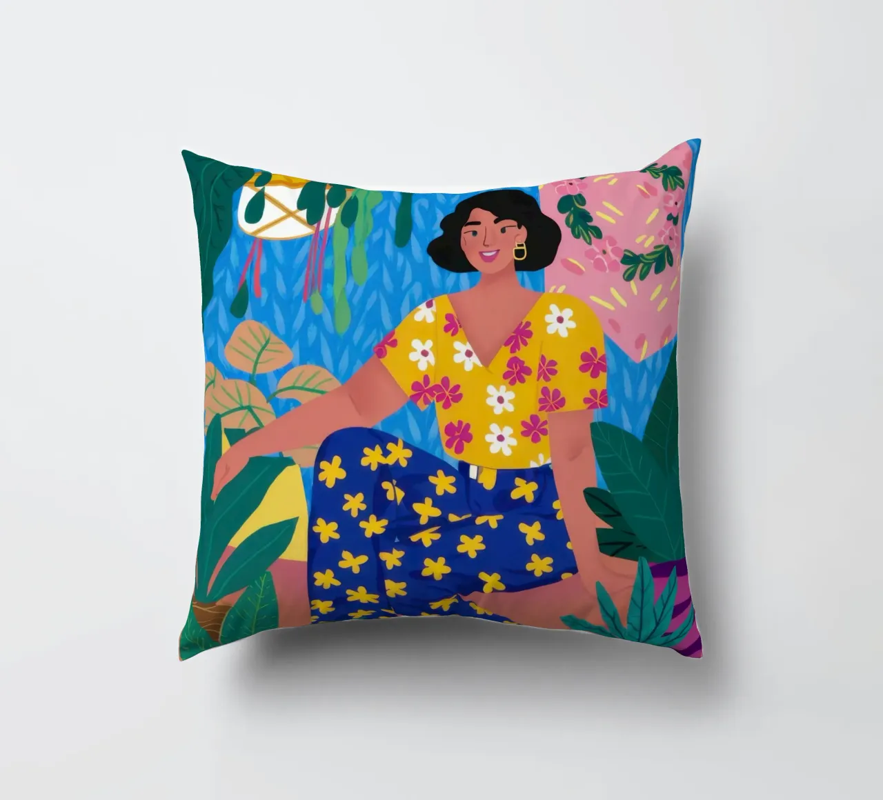 Floral Sweater Woman decorative cushion by Pale Aura