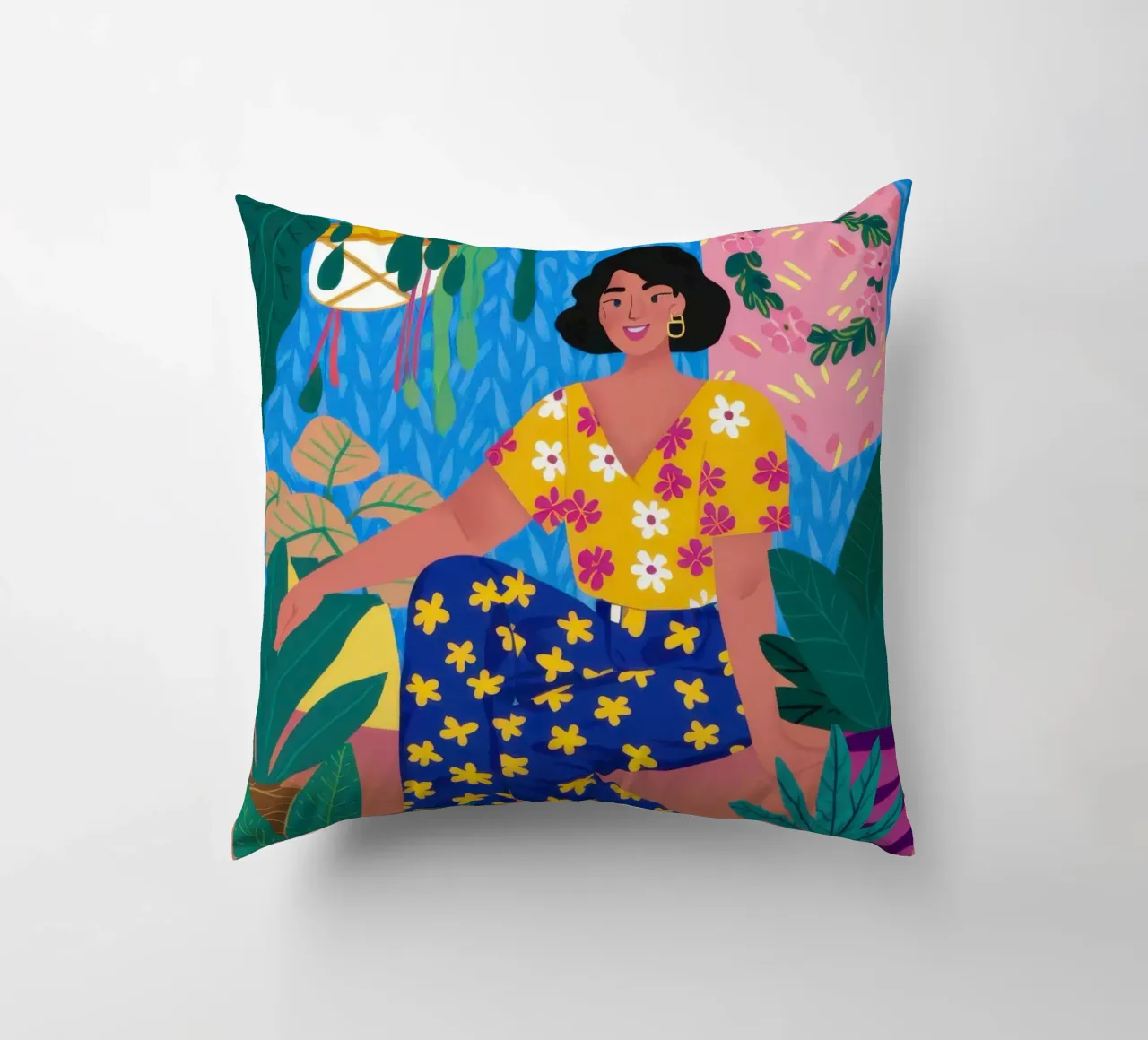 Floral Sweater Woman decorative cushion by Pale Aura