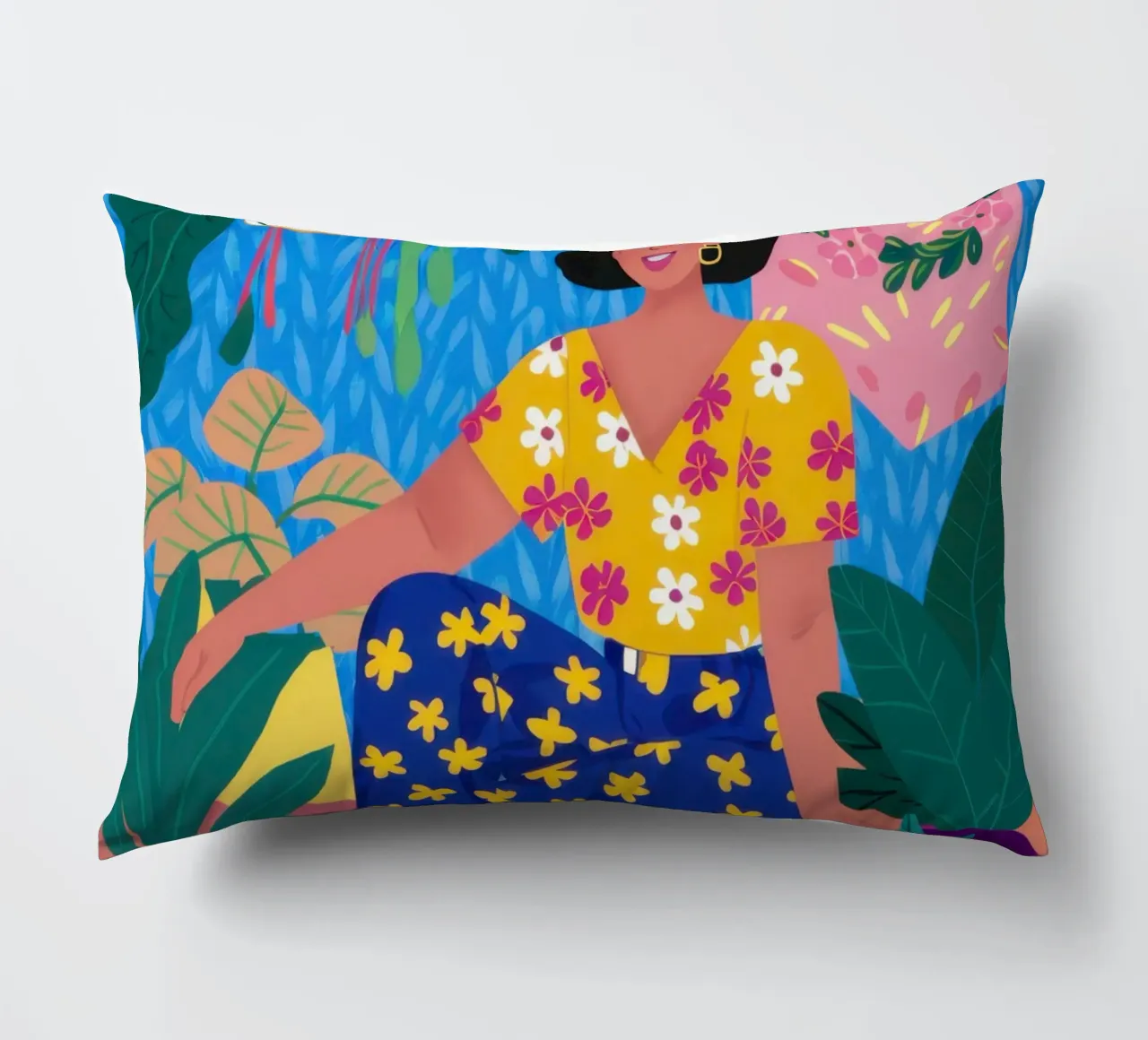 Floral Sweater Woman decorative cushion by Pale Aura