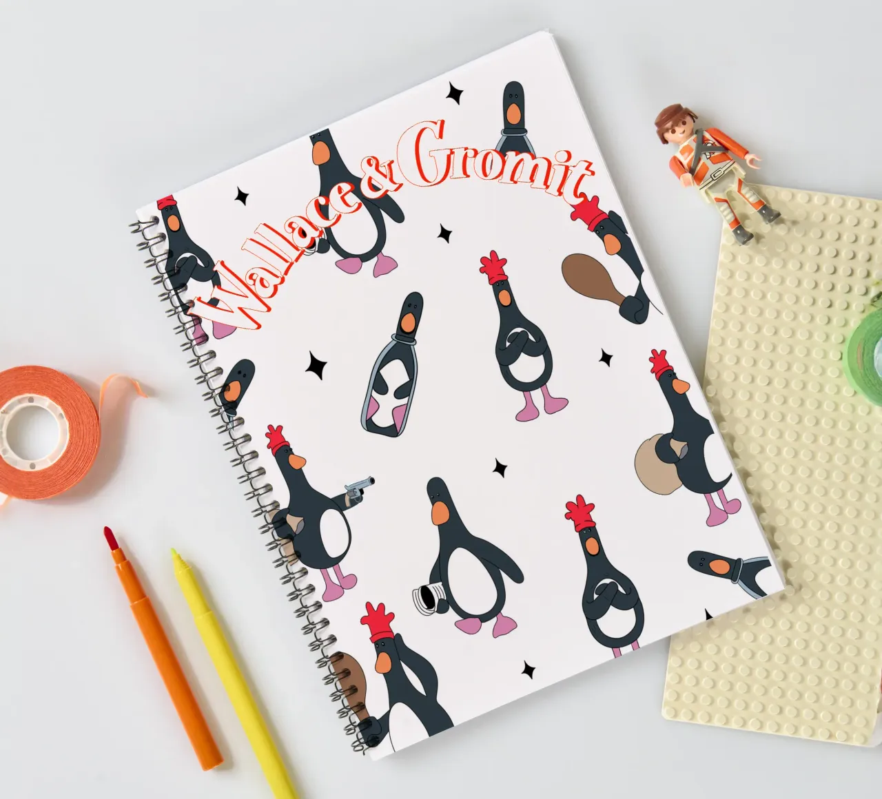 Feathers McGraw Wallace and Gromit spiral notebook by vantobbin