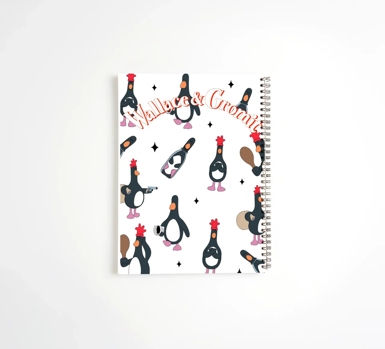 Feathers McGraw Wallace and Gromit spiral notebook by vantobbin