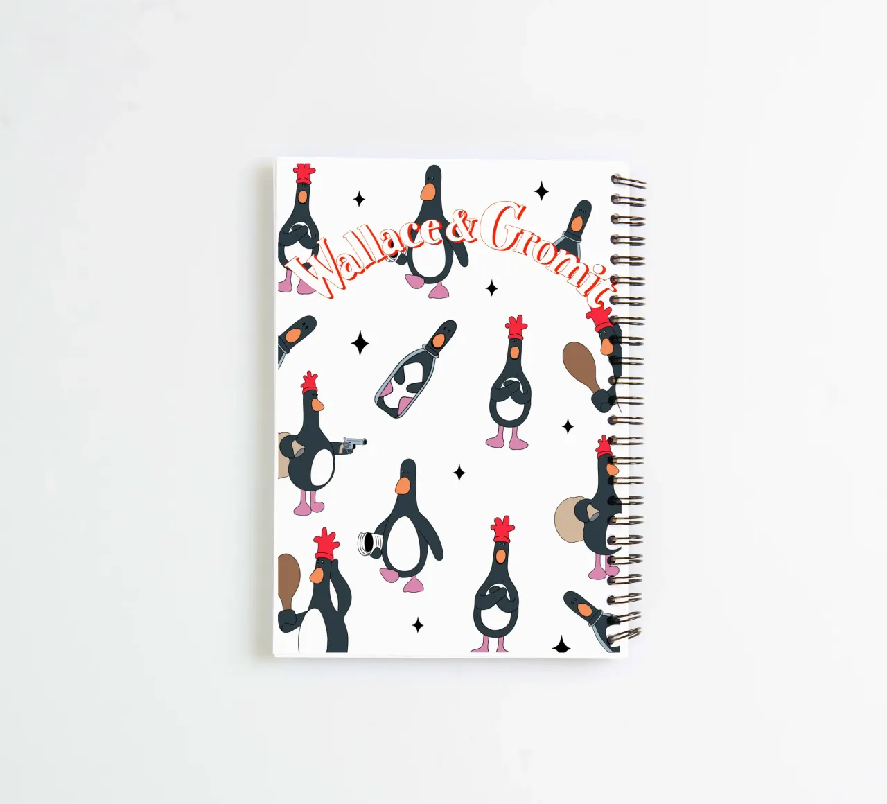 Feathers McGraw Wallace and Gromit spiral notebook by vantobbin