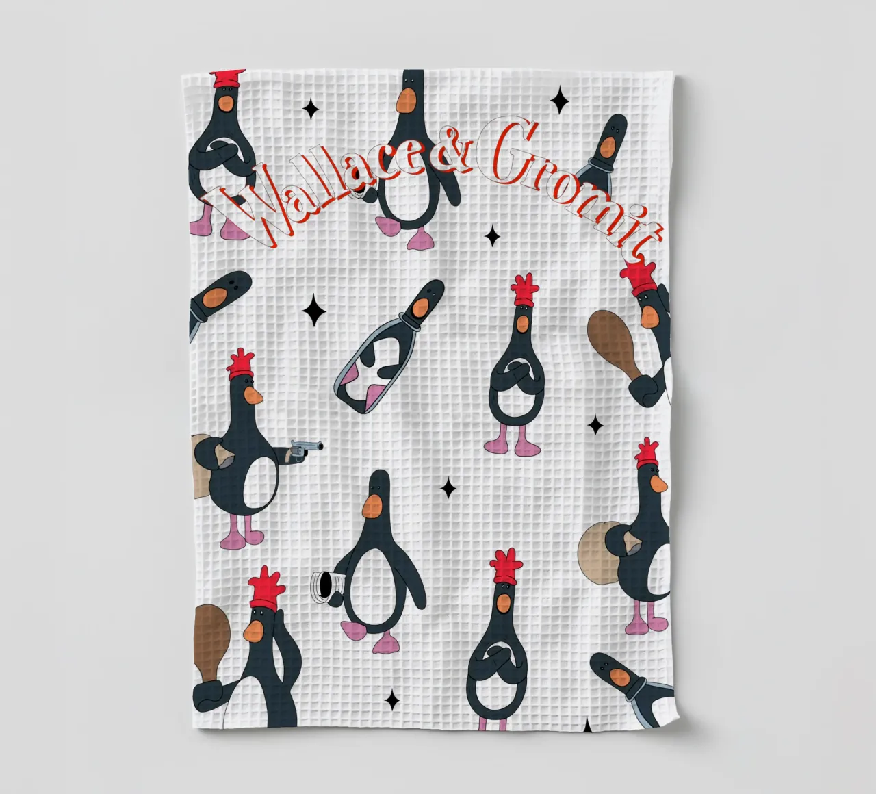 Feathers McGraw Wallace and Gromit canovaccio da cucina da vantobbin
