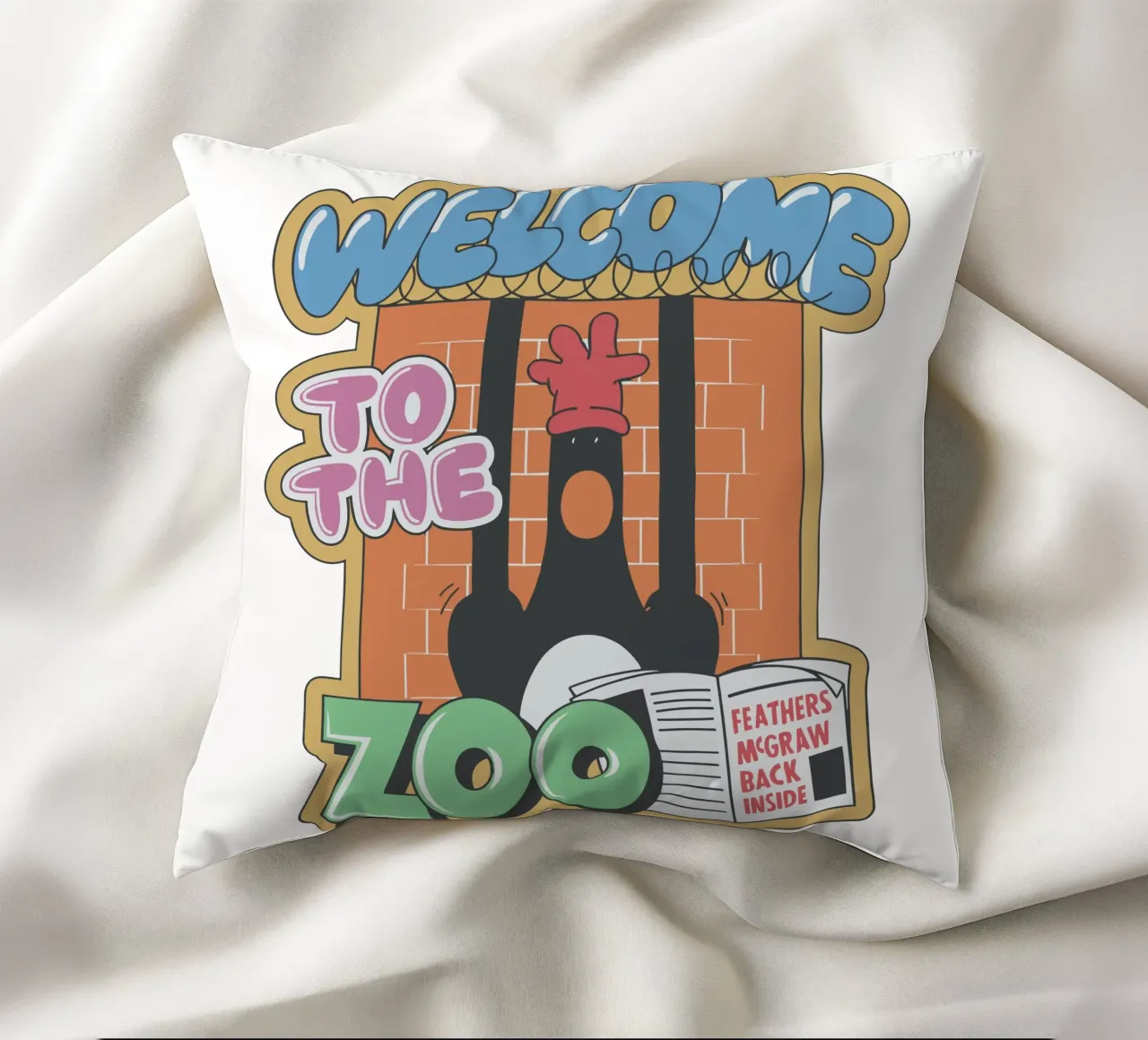 Feathers McGraw Welcome to the Zoo cuscino da vantobbin