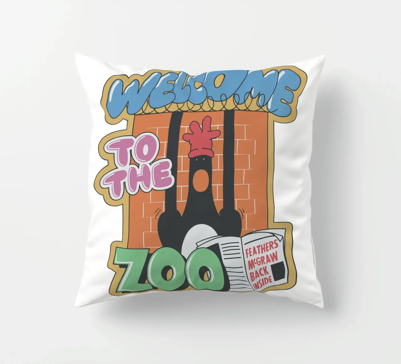 Feathers McGraw Welcome to the Zoo cuscino da vantobbin