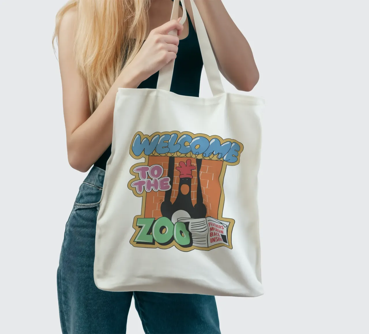 Feathers McGraw Welcome to the Zoo borsa in juta da vantobbin