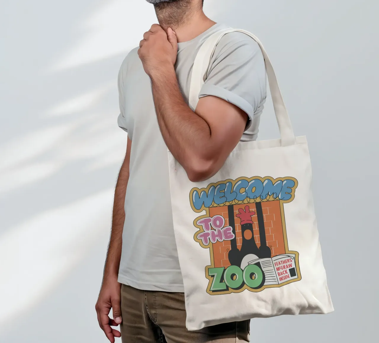 Feathers McGraw Welcome to the Zoo borsa in juta da vantobbin