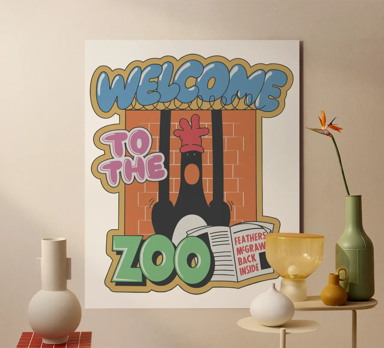 Feathers McGraw Welcome to the Zoo alluminio dibond da vantobbin