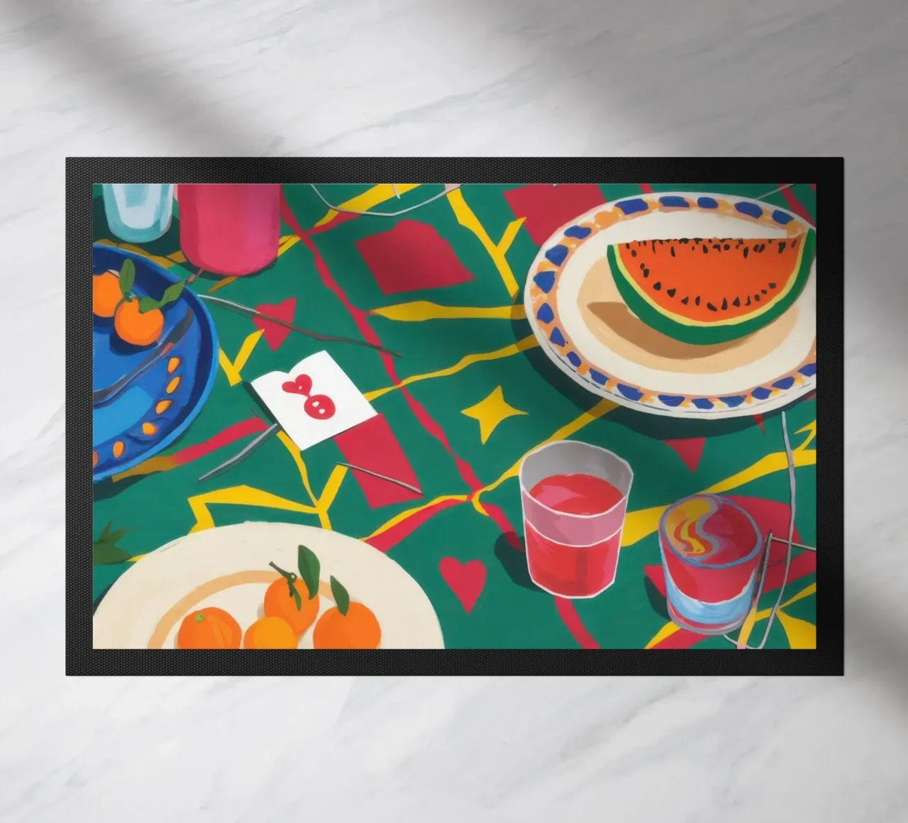 Cherries and Wine Feast doormat by Pale Aura